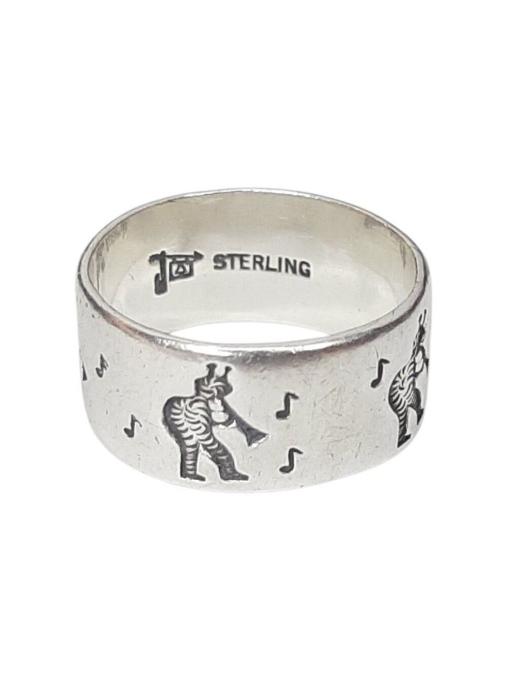 Vintage Kokopelli Ring 925 Sterling Silver Native American Stamped Wide Band